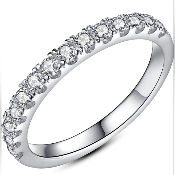 GENUINE Moissanite Wedding Band, Wedding Rings 0.35ct D Color VVS1 - Picture 5 of 14